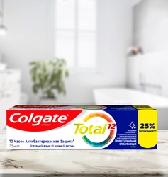 Зубная паста COLGATE Total 12 Профессиональная отбеливающая с цинком и аргинином для борьбы с потемнениями эмали и с антибактериальной защиты, 125мл