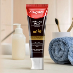 Зубная паста COLGATE отбеливающая для ценителей чая, кофе и табака с натуральными маслами мяты, 75мл