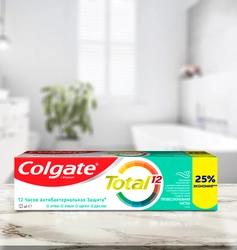 Зубная паста COLGATE Total 12 Профессиональная чистка со специальным ингредиентом для гладких и блестящих зубов, с цинком и аргинином для антибактериальной защиты, 125мл