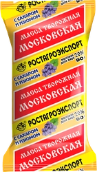 Масса творожная РОСТАГРОЭКСПОРТ Московская с сахаром и изюмом 20%, без змж, 90г