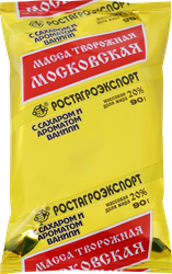 Изображение товара Масса творожная РОСТАГРОЭКСПОРТ Московская с сахаром и ванилином 20%, без змж, 90г