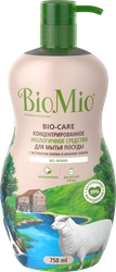 Средство для мытья посуды BIOMIO Bio-Care экологичное с экстрактом хлопка и ионами серебра, без запаха, 750мл