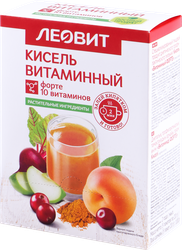 Кисель ЛЕОВИТ Витаминный форте, 10 витаминов, в пакетиках, 5х20г
