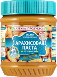 Паста арахисовая АЗБУКА ПРОДУКТОВ Экстра, с кусочками арахиса без сахара, 340г