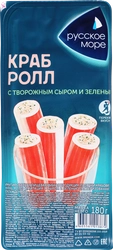 Крабовые палочки РУССКОЕ МОРЕ Краб-ролл с сыром и зеленью, имитация, 180г