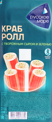 Изображение товара Крабовые палочки РУССКОЕ МОРЕ Краб-ролл с сыром и зеленью, имитация, 180г