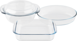 Изображение товара Набор форм для запекания HOMECLUB 3 предмета: квадратное блюдо, овальное блюдо, кастрюля, жаропрочное стекло Арт. LS1202