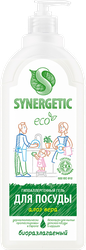 Изображение товара Средство для мытья посуды и детских игрушек SYNERGETIC биоразлагаемое с ароматом алоэ, 1л
