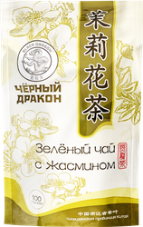 Изображение товара Чай зеленый ЧЕРНЫЙ ДРАКОН с жасмином байховый, листовой, 100г