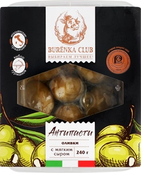 Антипасти BURENKA CLUB Оливки с мягким сыром в масле, 240г