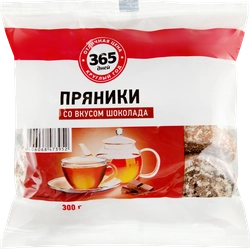 Пряники заварные 365 ДНЕЙ со вкусом шоколада глазированные, 300г