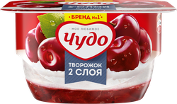 Десерт творожный ЧУДО Творожок взбитый двухслойный Вишня 4,2%, без змж, 100г