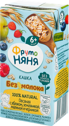Кашка овсяная ФРУТОНЯНЯ безмолочная с яблоком, земляникой, малиной и черникой, с 6 месяцев, 200мл