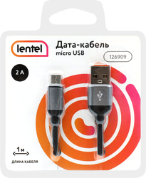 Изображение товара Дата-кабель LENTEL USB – micro USB текстиль, 2А, цветной, 1м