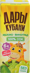 Изображение товара Сок ДАРЫ КУБАНИ Виноград, яблоко осветленный, с 6 месяцев, 200мл