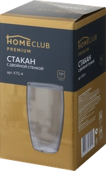 Стакан HOMECLUB с двойной стенкой, стекло, 300мл