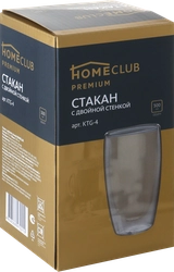 Стакан HOMECLUB с двойной стенкой, стекло, 300мл