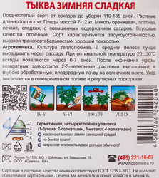 Семена РУССКИЙ ОГОРОД Кольчуга, Тыква сладкая Зимняя, 1г