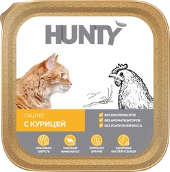 Корм консервированный для взрослых кошек HUNTY паштет с курицей, 100г