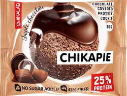Печенье протеиновое глазированное CHIKALAB с начинкой тройной шоколад, 60г