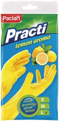 Перчатки хозяйственные PACLAN Practi, с ароматом лимона, размер L, резиновые, желтые