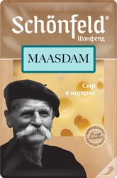 Сыр SCHONFELD Маасдам 45%, нарезка, без змж, 125г