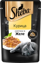 Корм консервированный для взрослых кошек SHEBA ломтики в желе с курицей, 75г