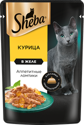 Изображение товара Корм консервированный для взрослых кошек SHEBA ломтики в желе с курицей, 75г