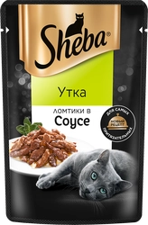 Корм консервированный для взрослых кошек SHEBA ломтики в соусе с уткой, 75г