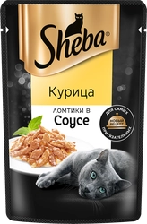 Корм консервированный для взрослых кошек SHEBA ломтики в соусе с курицей, 75г