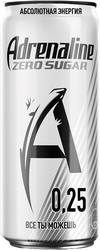 Напиток энергетический ADRENALINE Rush Zero Silver тонизирующий газированный, 0.25л