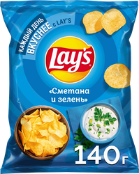 Чипсы картофельные LAY'S Сметана и зелень, 140г