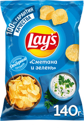 Изображение товара Чипсы картофельные LAY'S Сметана и зелень, 140г