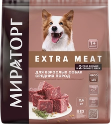 Корм сухой для взрослых собак МИРАТОРГ Black Angus с говядиной, для средних пород старше 1 года, 2,6кг