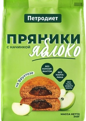 Пряники ПЕТРОДИЕТ с начинкой яблоко, на фруктозе, 340г