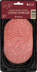 Изображение товара Колбаса варено-копченая ЛЕНТА Сервелат Зернистый, нарезка, 150г
