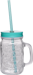Изображение товара Банка HOMECLUB Refresh, с ручкой и трубочкой, стекло
