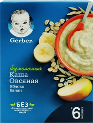 Каша овсяная GERBER безмолочная, с бананом и яблоком, с 6 месяцев, 180г