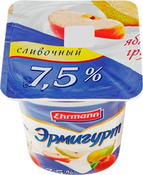 Продукт йогуртный EHRMANN Эрмигурт Экстра с яблоком и грушей 7,5%, без змж, 100г