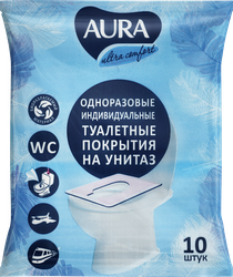 Изображение товара Покрытия одноразовые на сиденье унитаза AURA, 10шт
