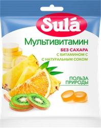 Карамель леденцовая SULA Мультивитамин, без сахара, 60г