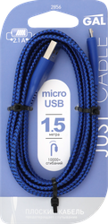 Кабель GAL A - micro USB B, 2А, плоский, 1,5м, Арт. 2856/5347