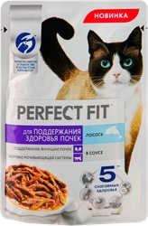 Корм консервированный для взрослых кошек PERFECT FIT Здоровье почек Лосось, 75г