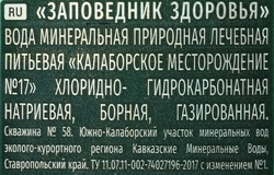 Вода минеральная ЗАПОВЕДНИК ЗДОРОВЬЯ №17 лечебная газированная, 1.5л