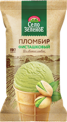 Изображение товара Мороженое СЕЛО ЗЕЛЁНОЕ Пломбир фисташковый 15%, без змж, вафельный  стаканчик, 70г