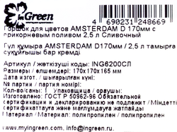 Горшок для цветов с прикорневым поливом INGREEN Amsterdam 2.5л d=17см, цвет сливочный, Арт. ING6200СЛ
