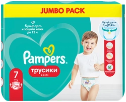 Подгузники-трусики для мальчиков и девочек PAMPERS Pants Jumbo Size 7–17+кг, 34шт