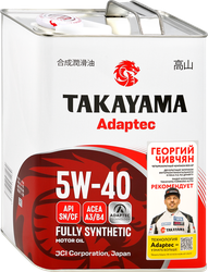 Масло моторное TAKAYAMA синтетическое SAE 5W-40 API SN/СF, Арт. 
605521/605587, 4л