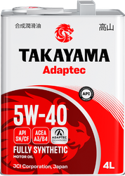 Масло моторное TAKAYAMA синтетическое SAE 5W-40 API SN/СF, Арт. 
605521/605587, 4л