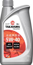 Масло моторное TAKAYAMA синтетическое SAE 5W-40 API SN/СF, Арт. 
605528/605586, 1л